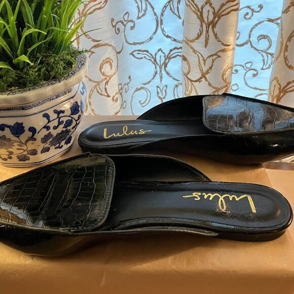 Lulus Joelle Croc Black Loafer Slides Size 8.5 NWOT - Picture 6 of 10
